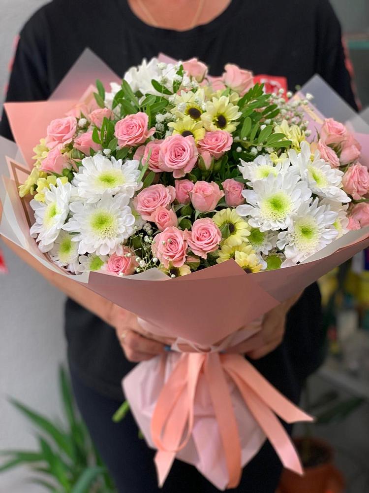 Букет цветов из: Розы и Хризантемы в Октябрьский Иркутской области