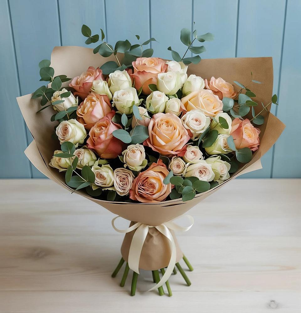 Букет цветов из: Альстромерии и Розы в Октябрьский Иркутской области