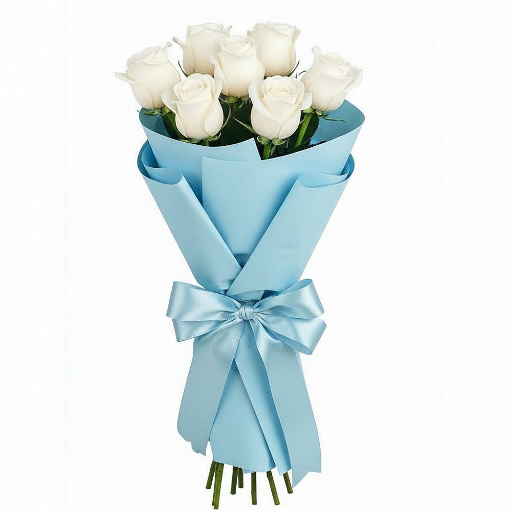 Букет 7 белых роз Проуд в Октябрьский Иркутской области