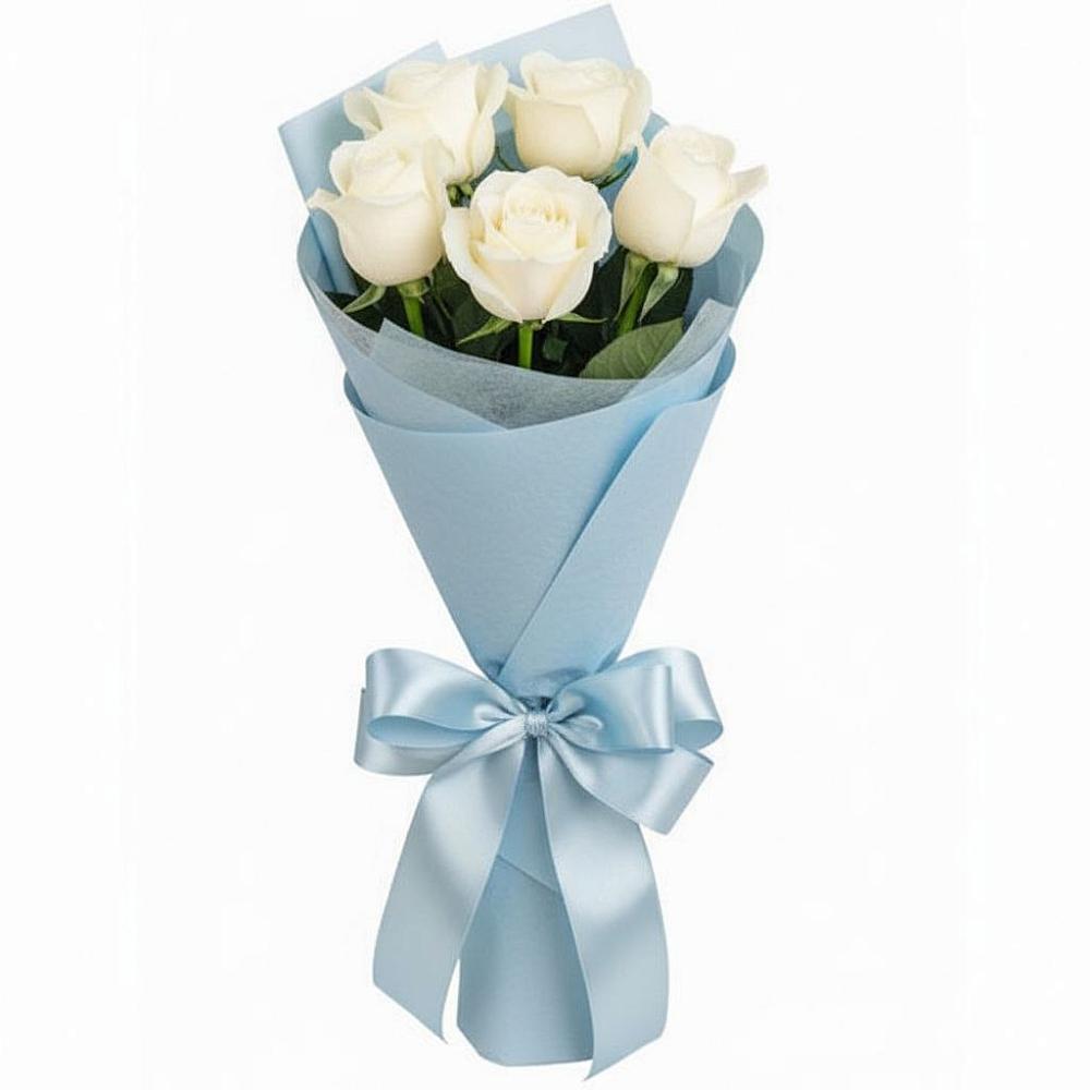 Букет 5 Белых роз Проуд в Октябрьский Иркутской области