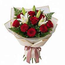 Букет цветов из:  Лилии и Розы в Октябрьский Иркутской области