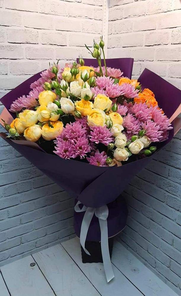 Букет цветов из: Хризантемы и Розы в Октябрьский Иркутской области