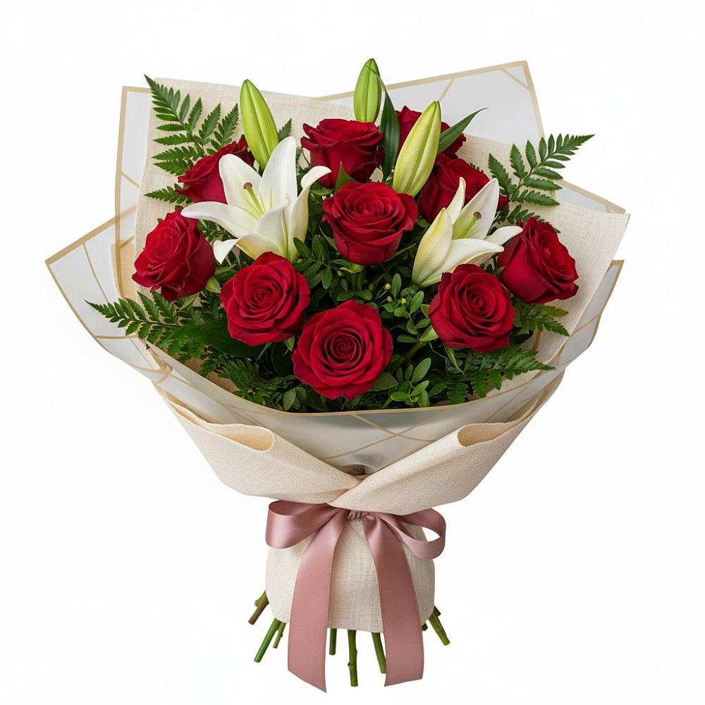 Букет цветов из: Лилии и Розы в Октябрьский Иркутской области