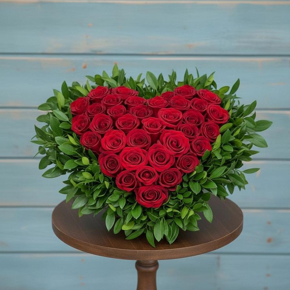 Цветочная композиция из Розы в виде сердца в Октябрьский Иркутской области