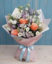Букет цветов из:  Лизиантусы, Розы, Альстромерии и Гипсофила #REPLACE_PRED# Октябрьский Иркутской области