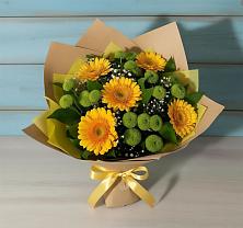 Букет цветов из:  Герберы и Хризантемы в Октябрьский Иркутской области