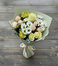 Букет цветов из:  Альстромерии, Розы и Хризантемы в Октябрьский Иркутской области
