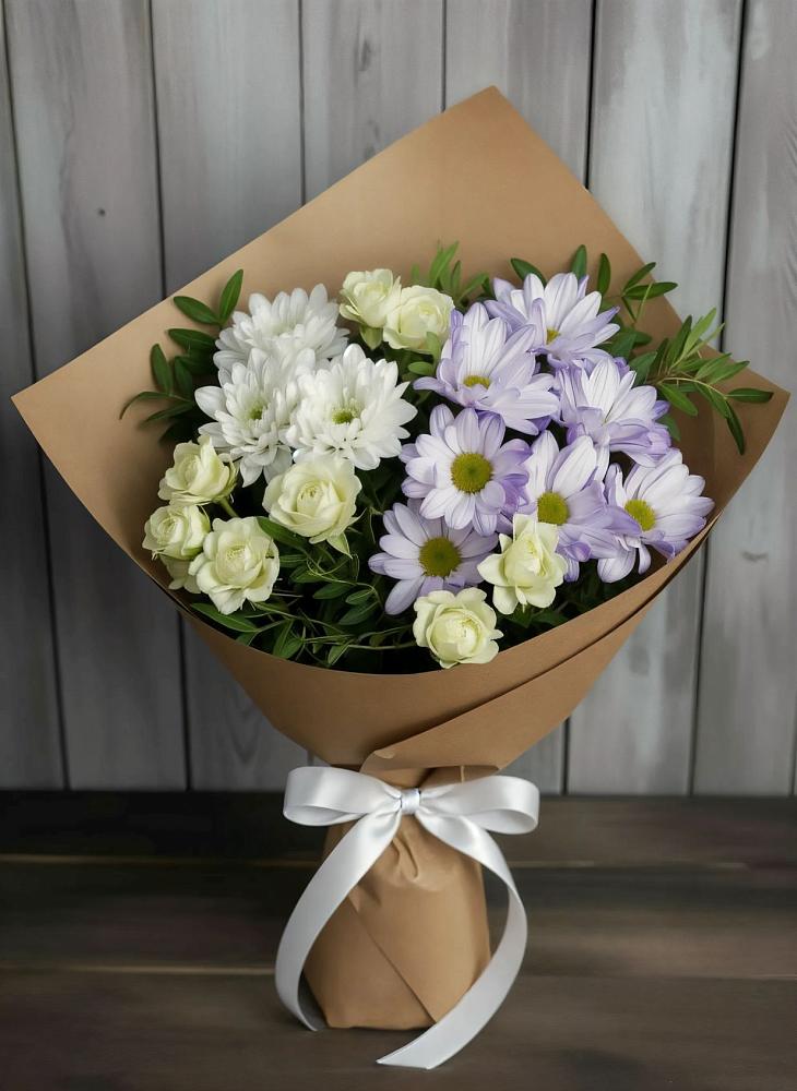Букет цветов из: Хризантемы и Розы в Октябрьский Иркутской области